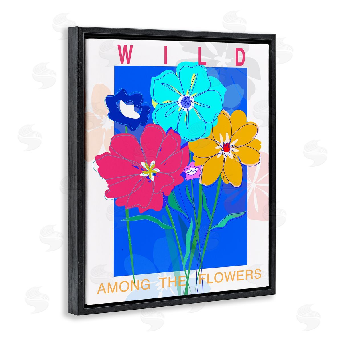 CAD Designs Wild Among The Flowers Black Floating Frame Canvas Wall Art Print