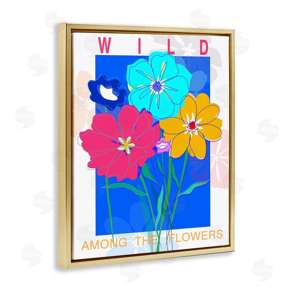 CAD Designs Wild Among The Flowers Gold Floating Frame Canvas Wall Art Print