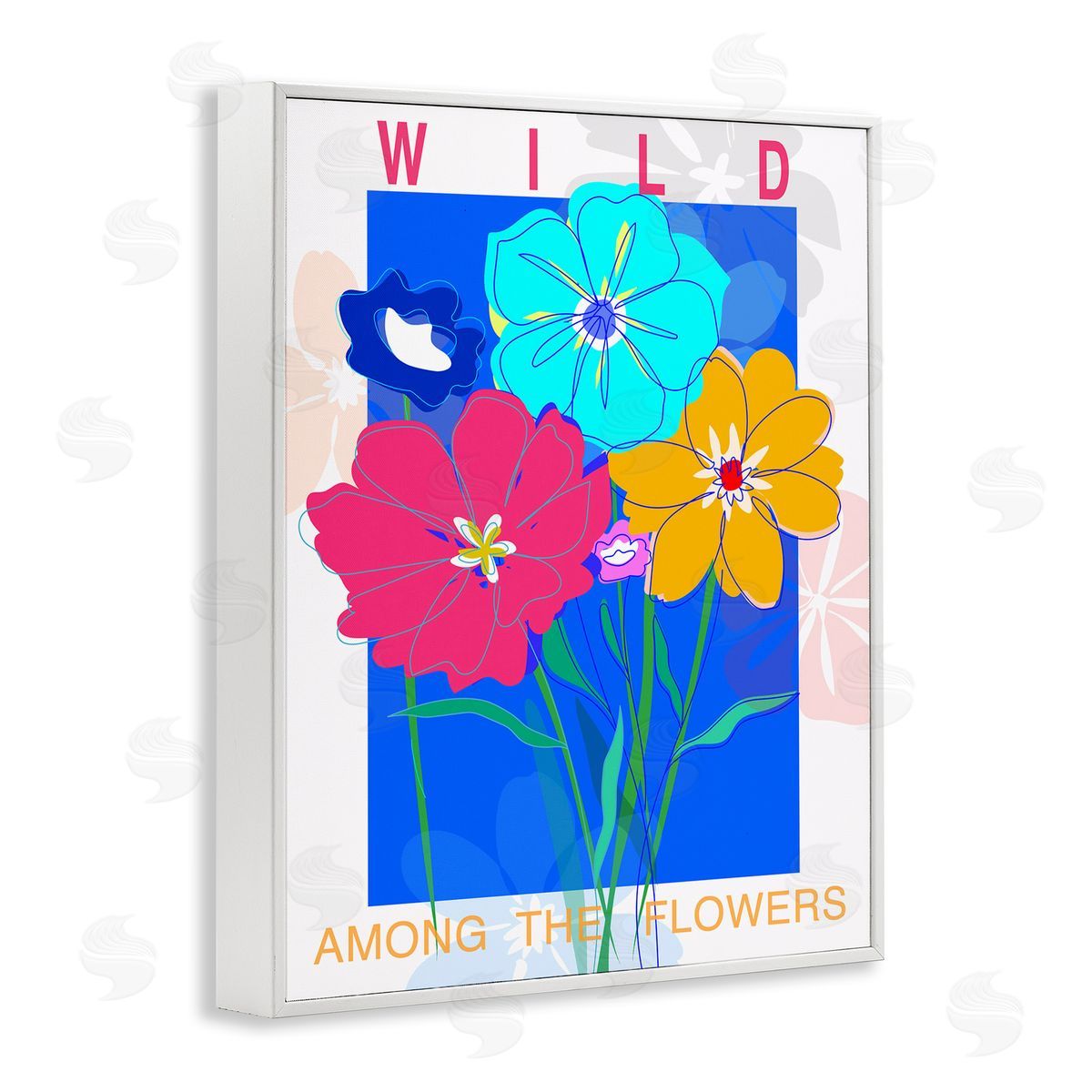 CAD Designs Wild Among The Flowers White Framed Giclee Wall Art Print