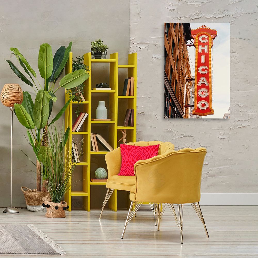 Ashley Singleton Chicago City Sign Canvas Wall Art Print in Room