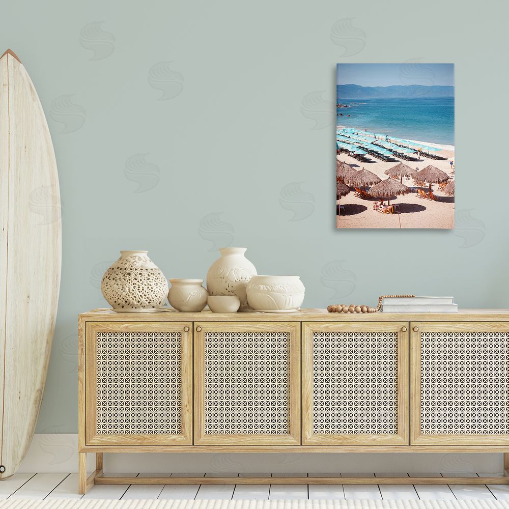 Ashley Singleton Beach Canopies View Canvas Wall Art Print in Room