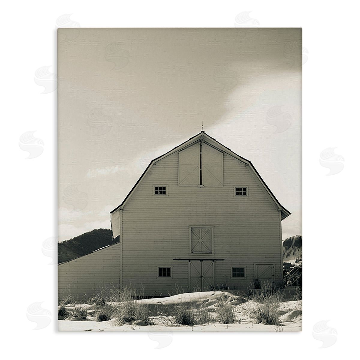 Ashley Singleton Monochromatic Winter Barn Canvas Wall Art Print