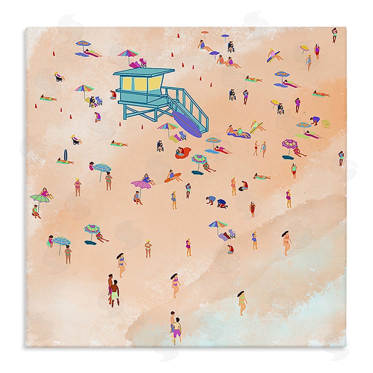 Ashley Singleton Scatted Summer Beachgoers Canvas Wall Art Print