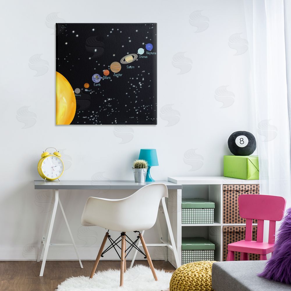 Ashley Singleton Solar System Planets Canvas Wall Art Print in Room