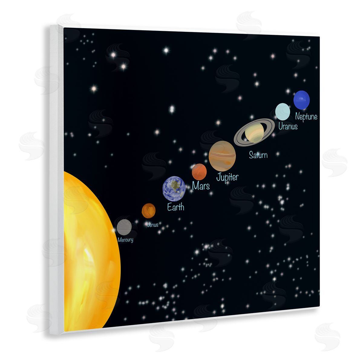 Ashley Singleton Solar System Planets Wooden Wall Plaque Art Print
