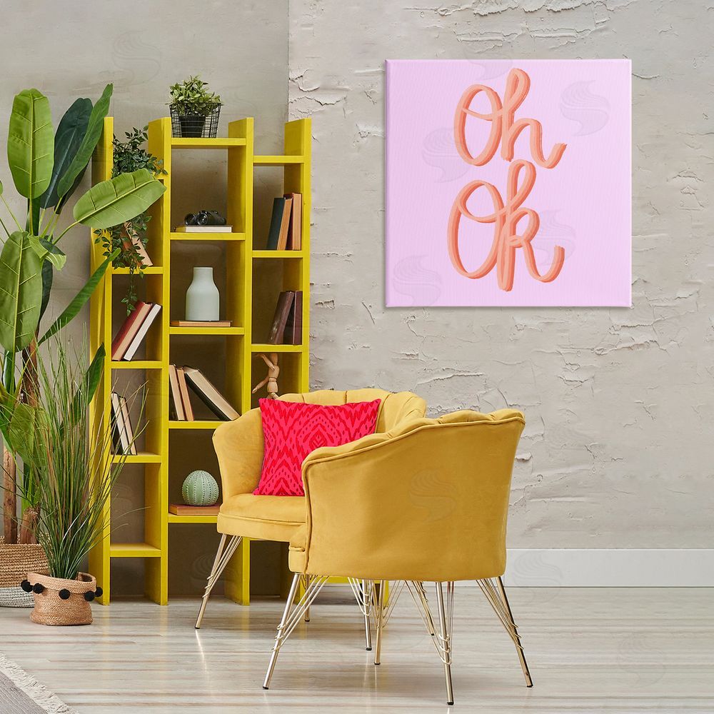 Ashley Singleton Oh Ok Script Canvas Wall Art Print in Room