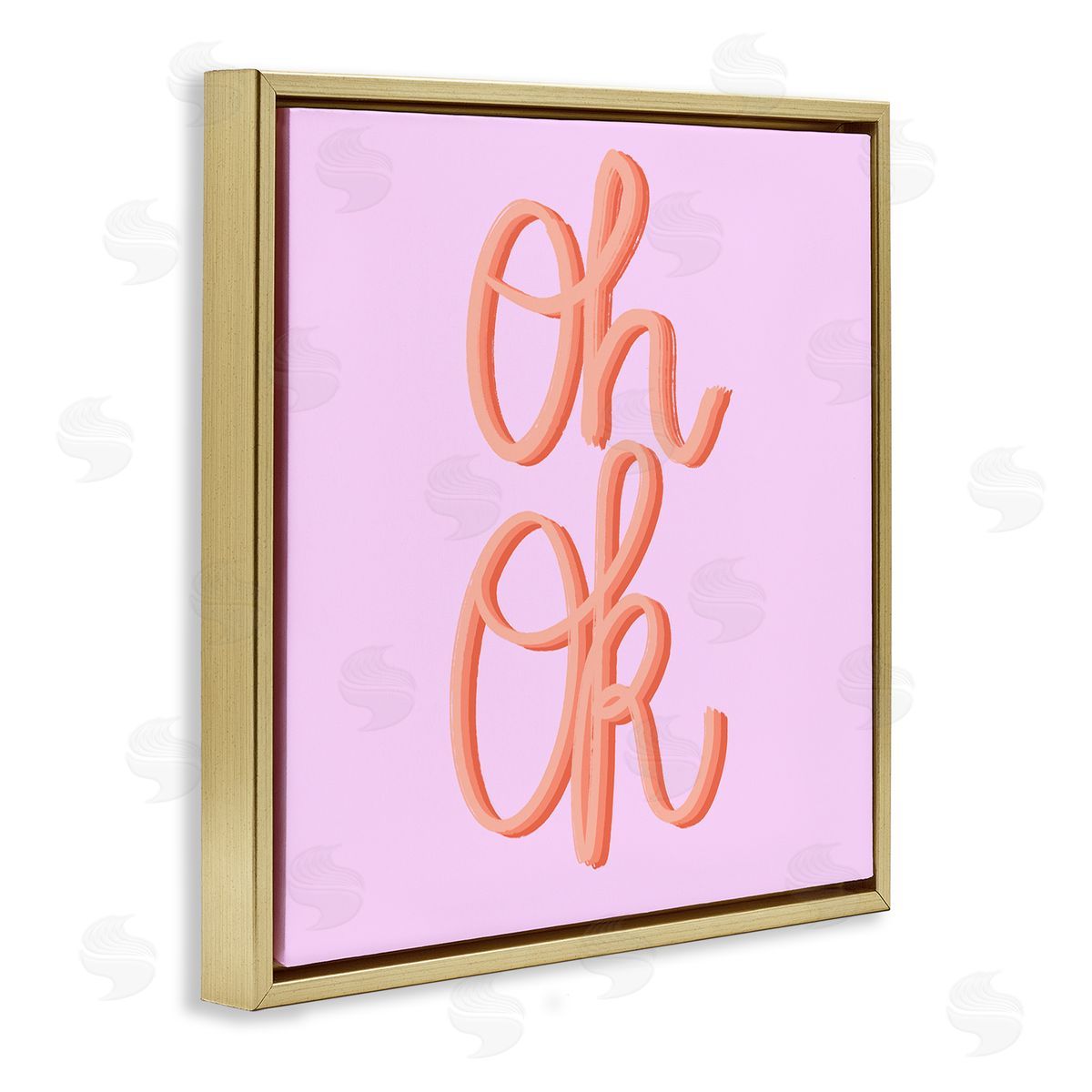 Ashley Singleton Oh Ok Script Gold Floating Frame Canvas Wall Art Print