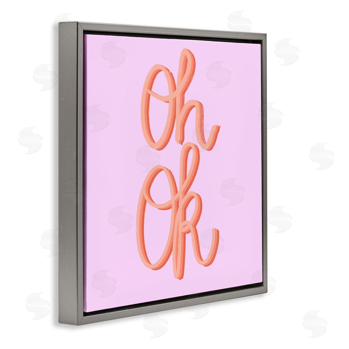 Ashley Singleton Oh Ok Script Gray Floating Frame Canvas Wall Art Print