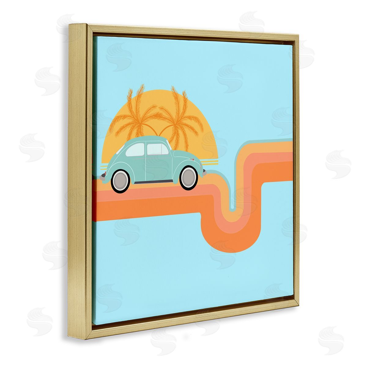 Ashley Singleton Retro Tropical Cruisin' Gold Floating Frame Canvas Wall Art Print