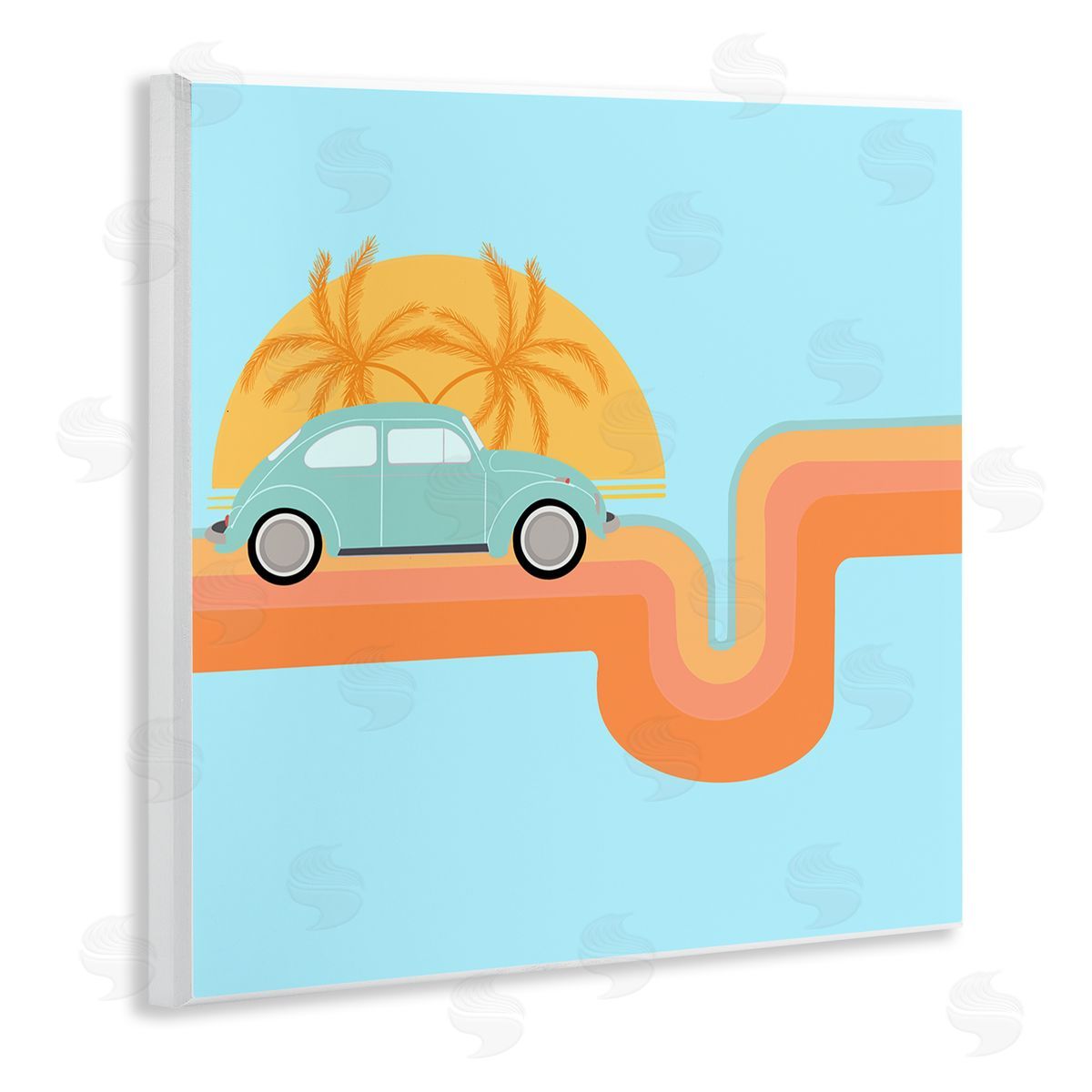 Ashley Singleton Retro Tropical Cruisin' Wooden Wall Plaque Art Print