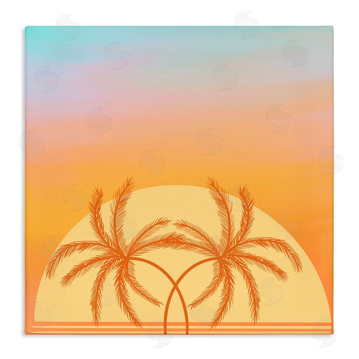 Ashley Singleton Retro Sunset Palm Trees Canvas Wall Art Print