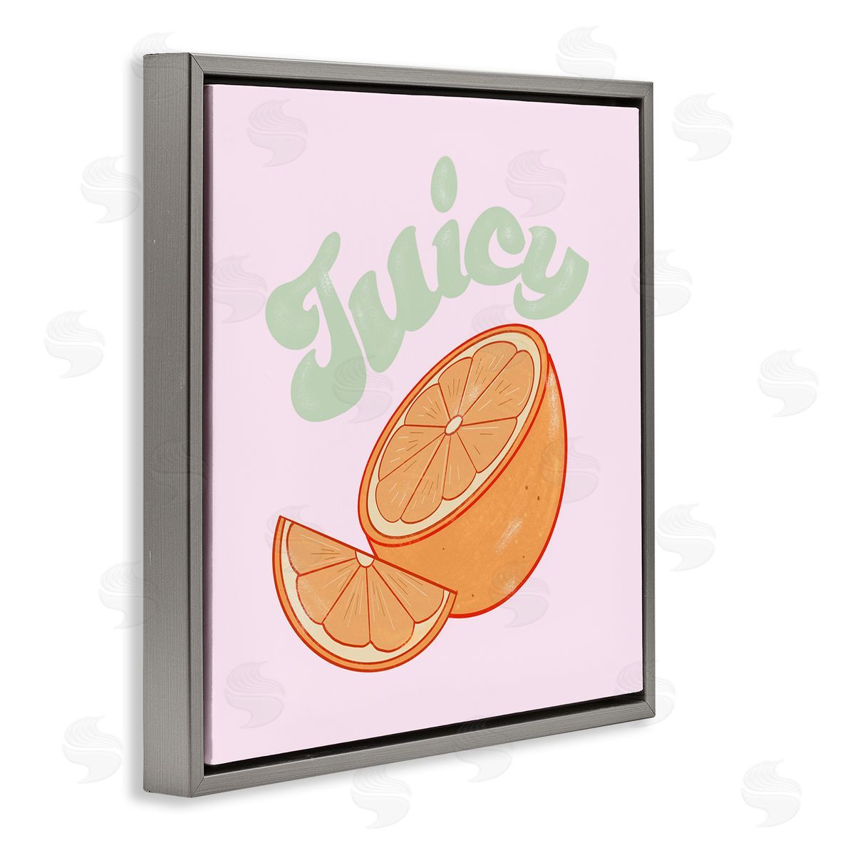 Ashley Singleton Juicy Citrus Slice Gray Floating Frame Canvas Wall Art Print
