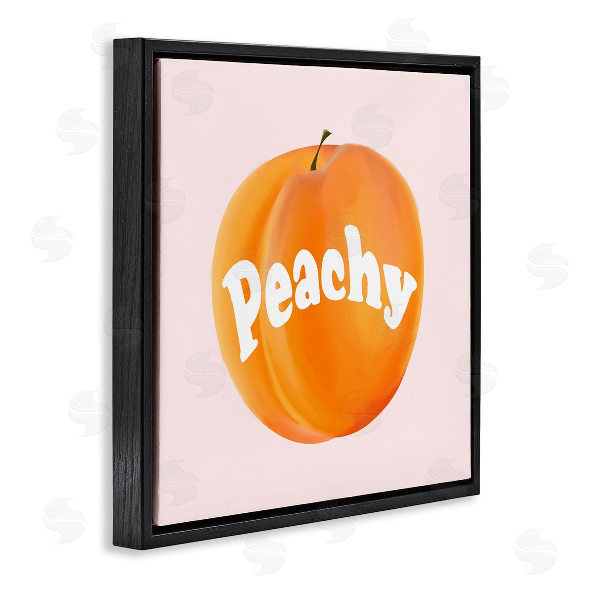 Ashley Singleton Peachy Fruit Typography Black Floating Frame Canvas Wall Art Print