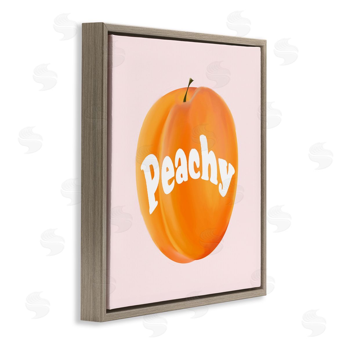 Ashley Singleton Peachy Fruit Typography Brown Floating Frame Canvas Wall Art Print