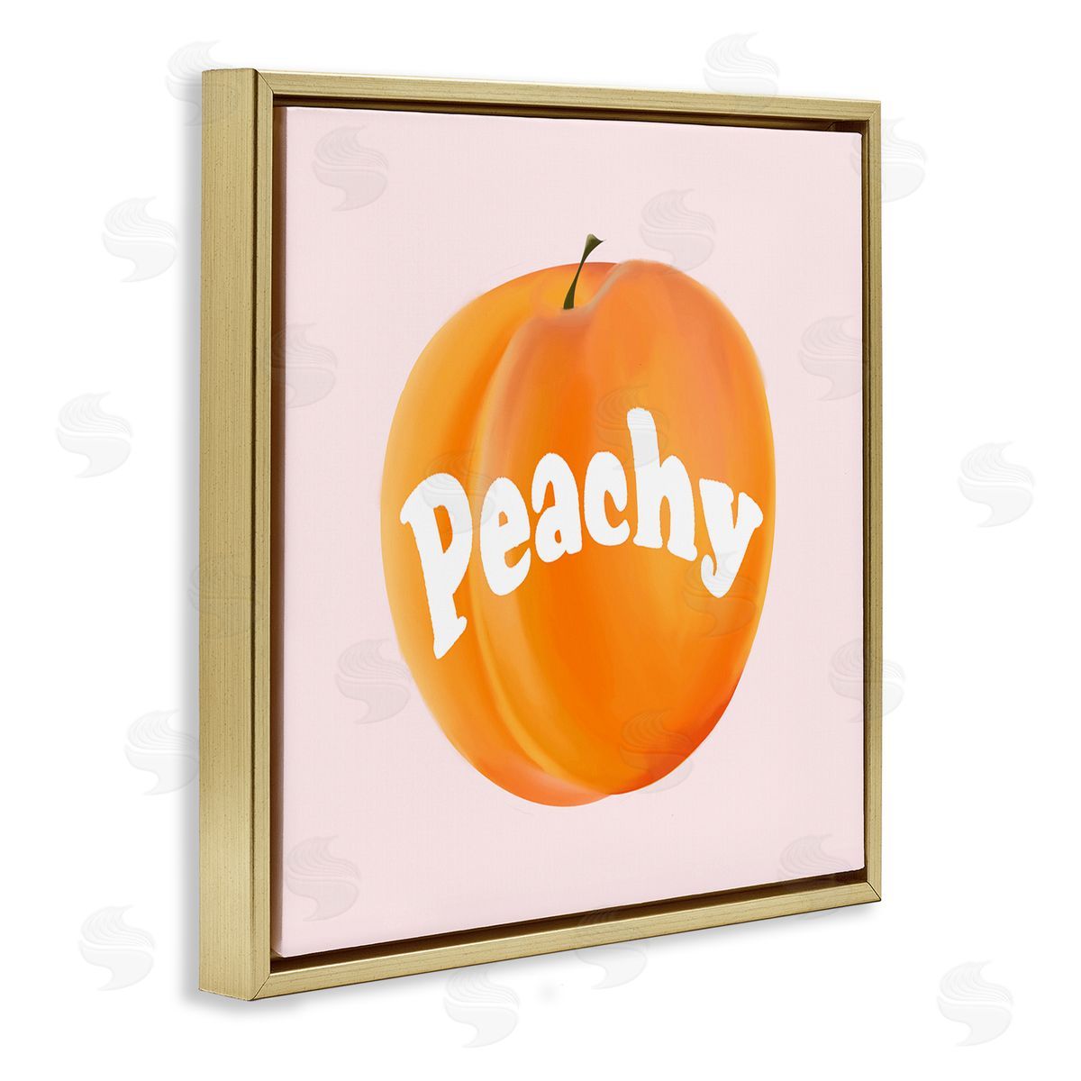 Ashley Singleton Peachy Fruit Typography Gold Floating Frame Canvas Wall Art Print