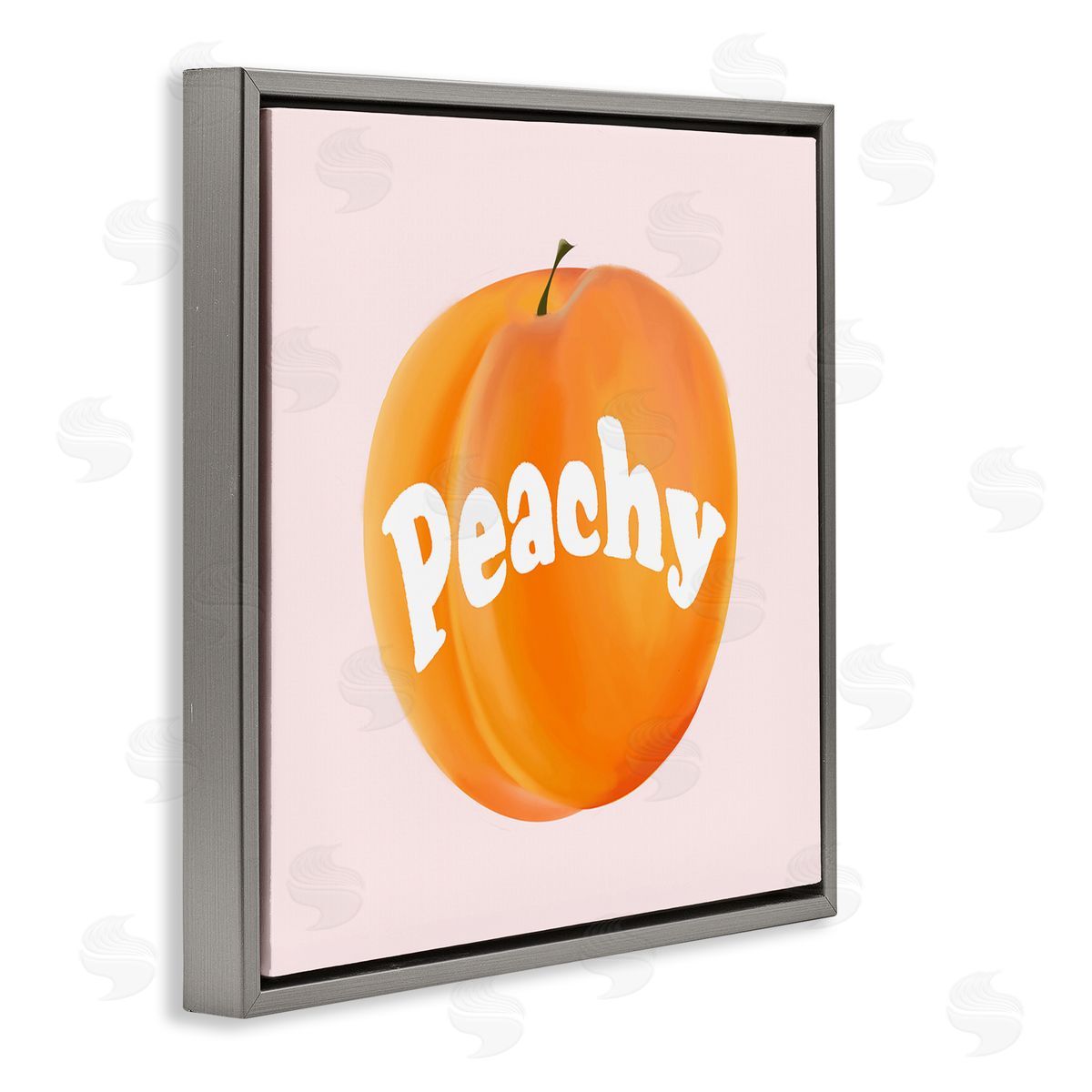 Ashley Singleton Peachy Fruit Typography Gray Floating Frame Canvas Wall Art Print