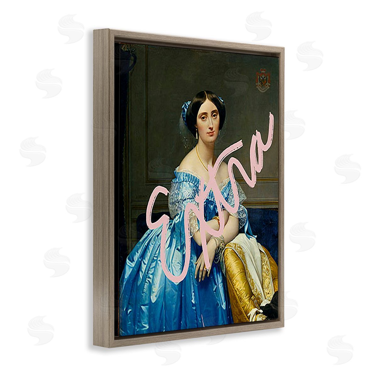 Ashley Singleton Extra Classical Portrait Brown Floating Frame Canvas Wall Art Print