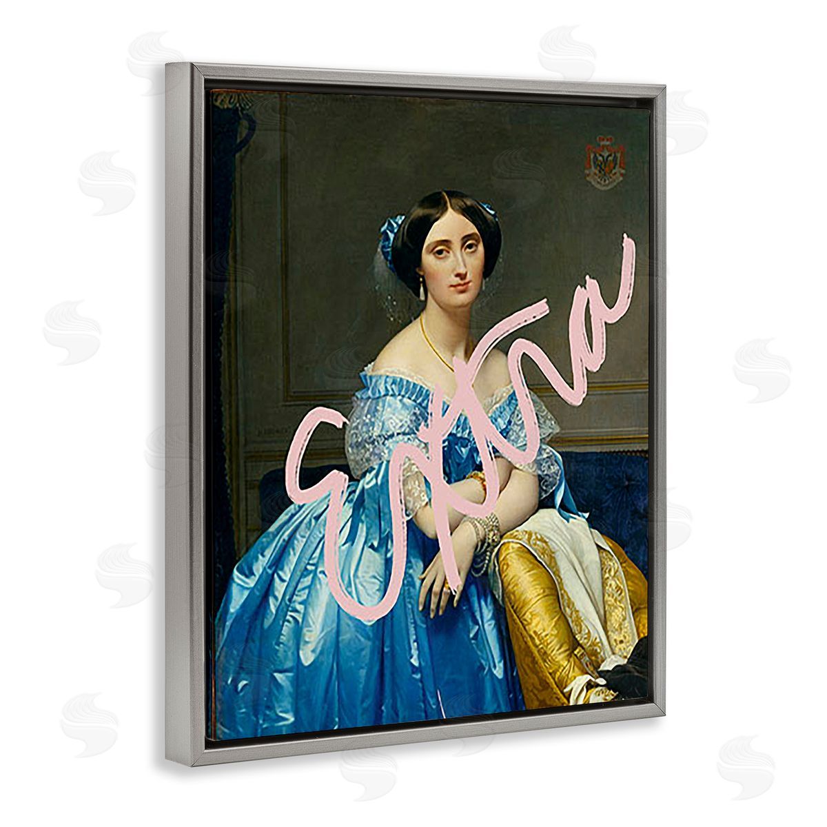 Ashley Singleton Extra Classical Portrait Gray Floating Frame Canvas Wall Art Print