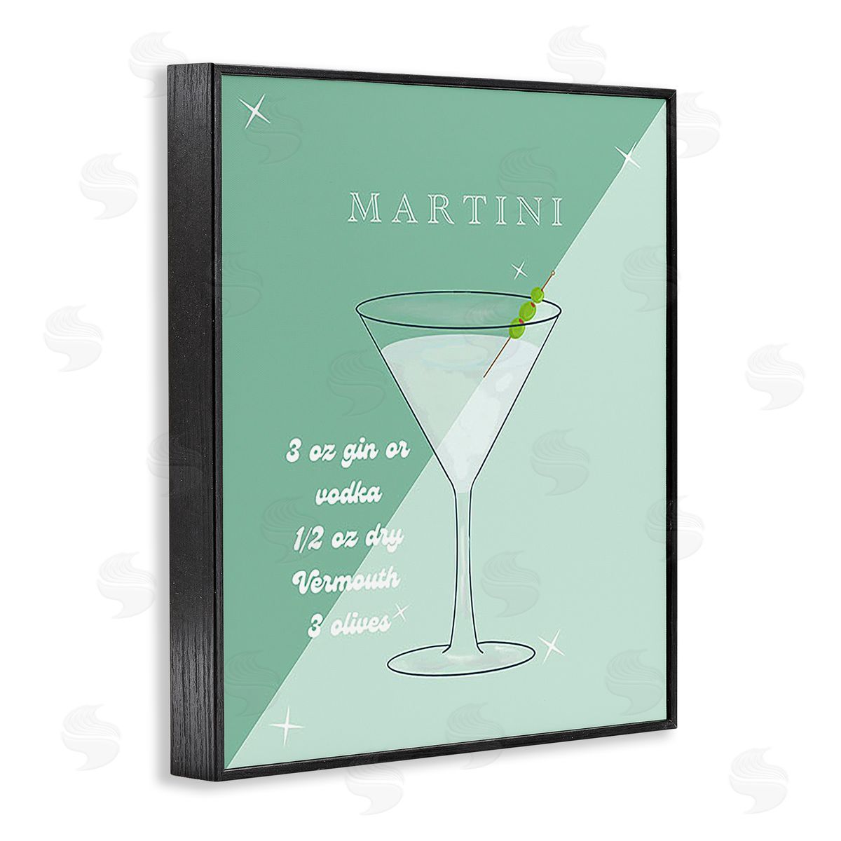Ashley Singleton Modern Martini Recipe Black Framed Giclee Wall Art Print