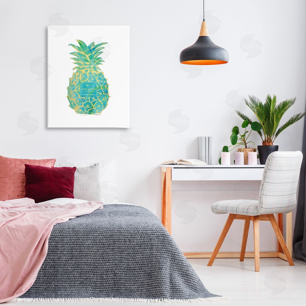 Amanda Greenwood Glam & Green Pineapple Canvas Wall Art Print in Room