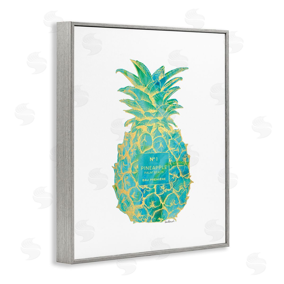 Amanda Greenwood Glam & Green Pineapple Gray Framed Giclee Wall Art Print