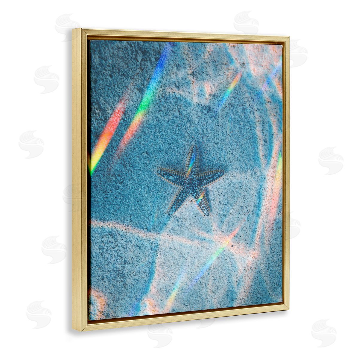 Stupell Studio Prismatic Starfish on Sea Floor Gold Floating Frame Canvas Wall Art Print
