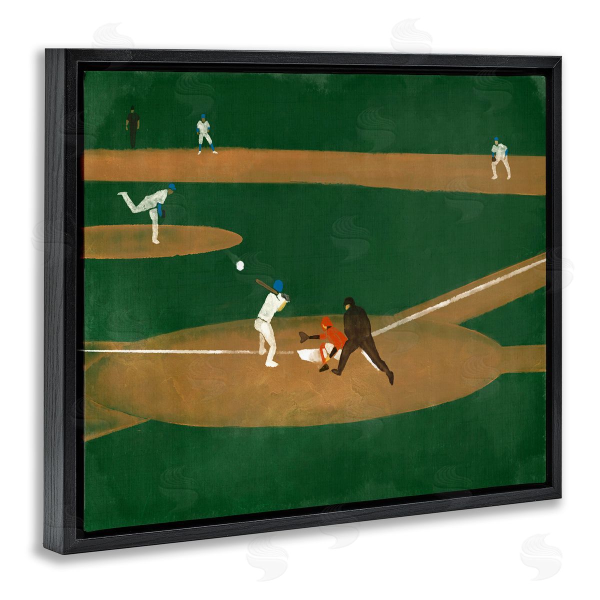 Stupell Studio Baseball Field View Black Floating Frame Canvas Wall Art Print