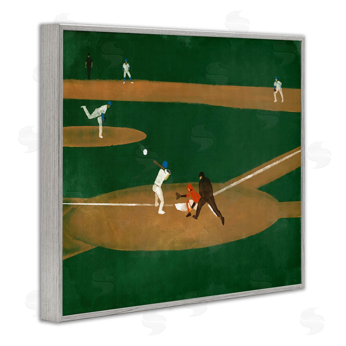 Stupell Studio Baseball Field View Gray Framed Giclee Wall Art Print
