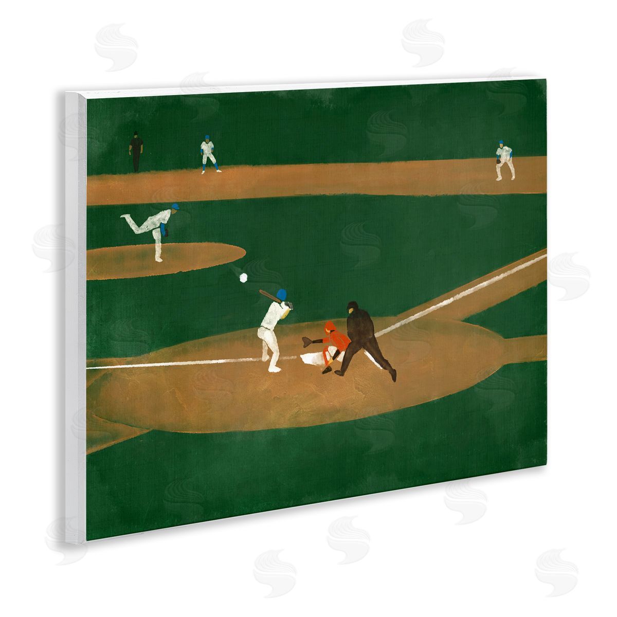 Stupell Studio Baseball Field View Wooden Wall Plaque Art Print