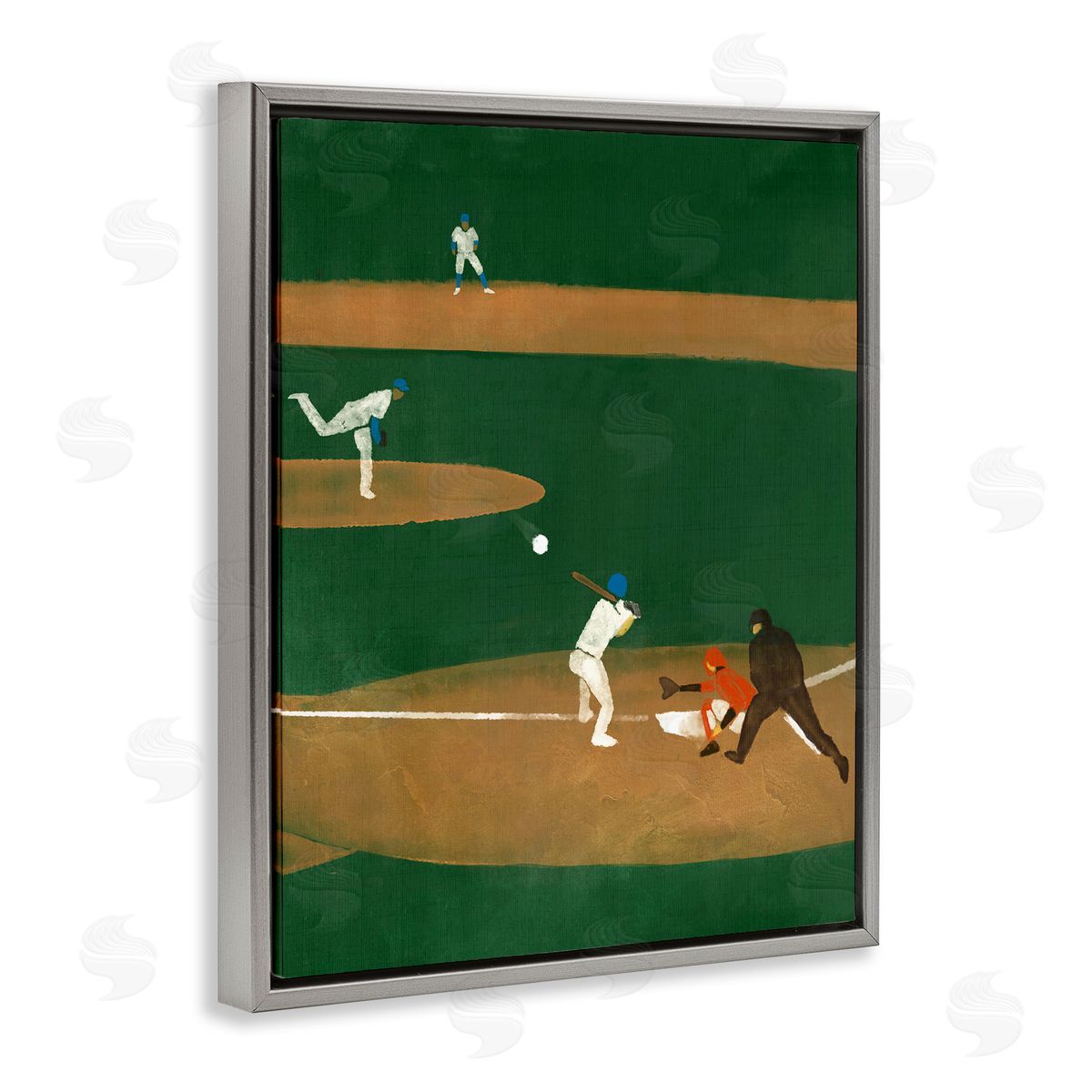 Stupell Studio Baseball Players View Gray Floating Frame Canvas Wall Art Print