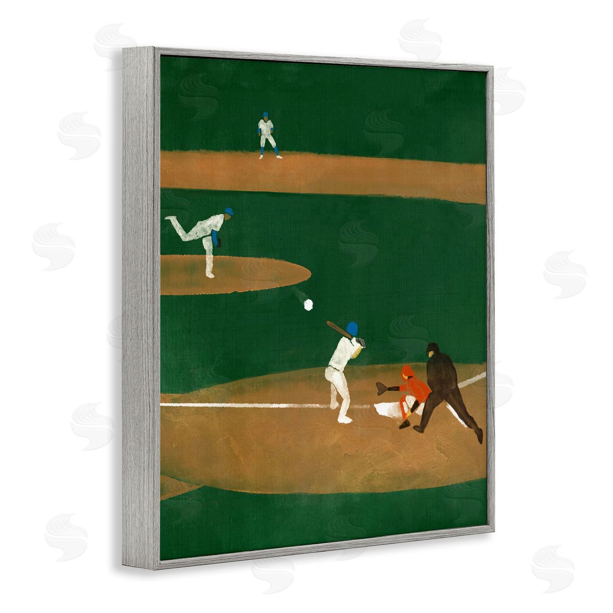Stupell Studio Baseball Players View Gray Framed Giclee Wall Art Print