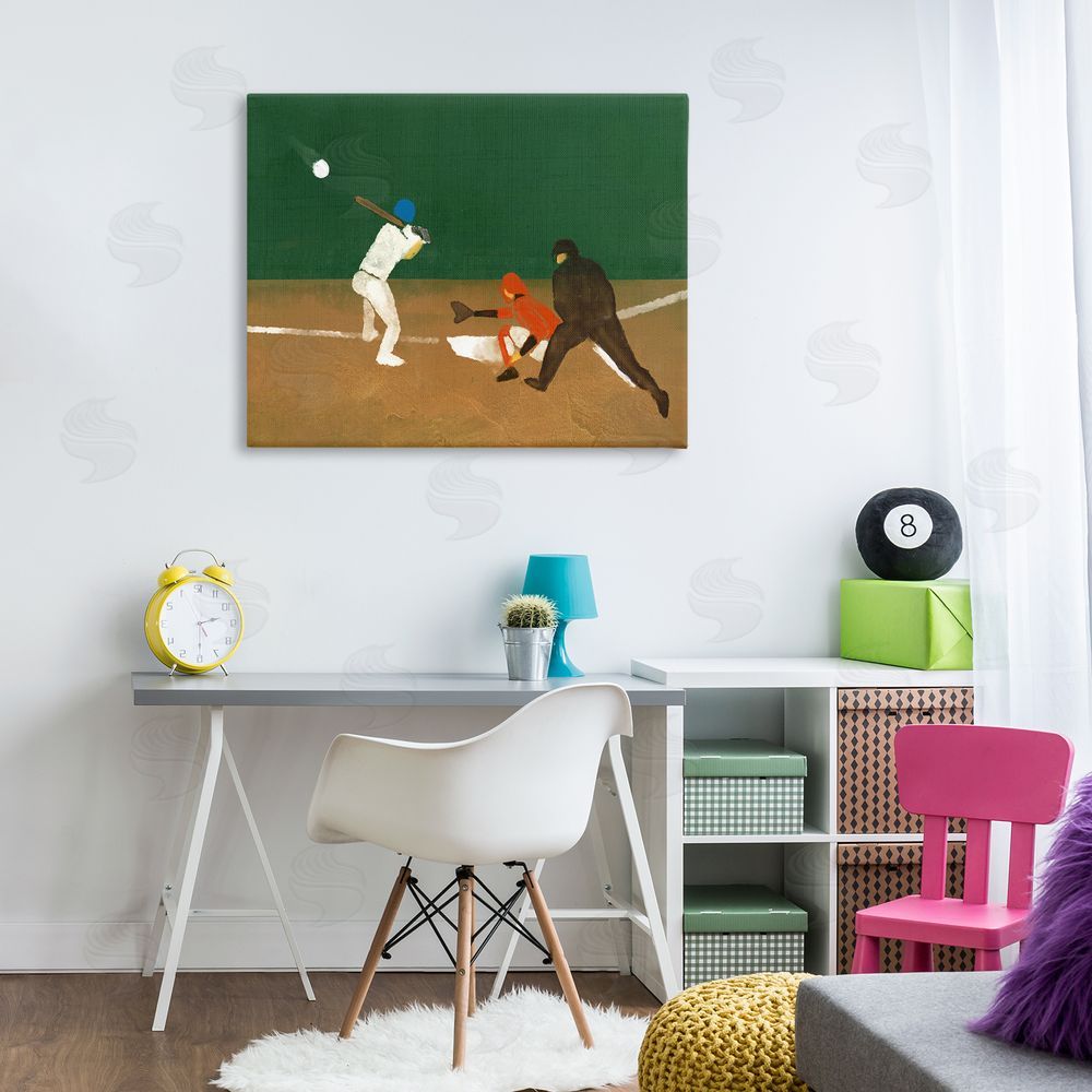 Stupell Studio Batting Baseball Players Canvas Wall Art Print in Room