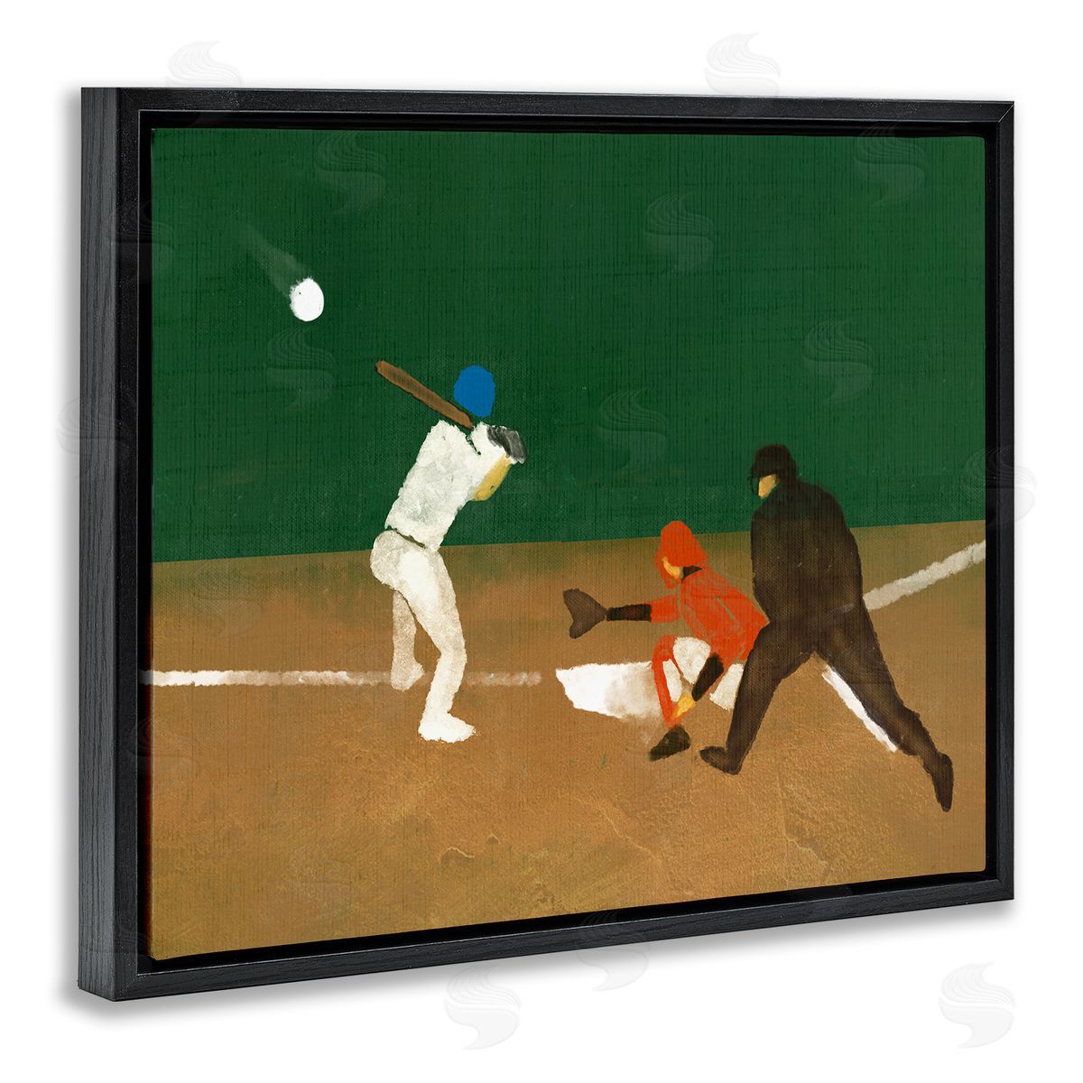 Stupell Studio Batting Baseball Players Black Floating Frame Canvas Wall Art Print