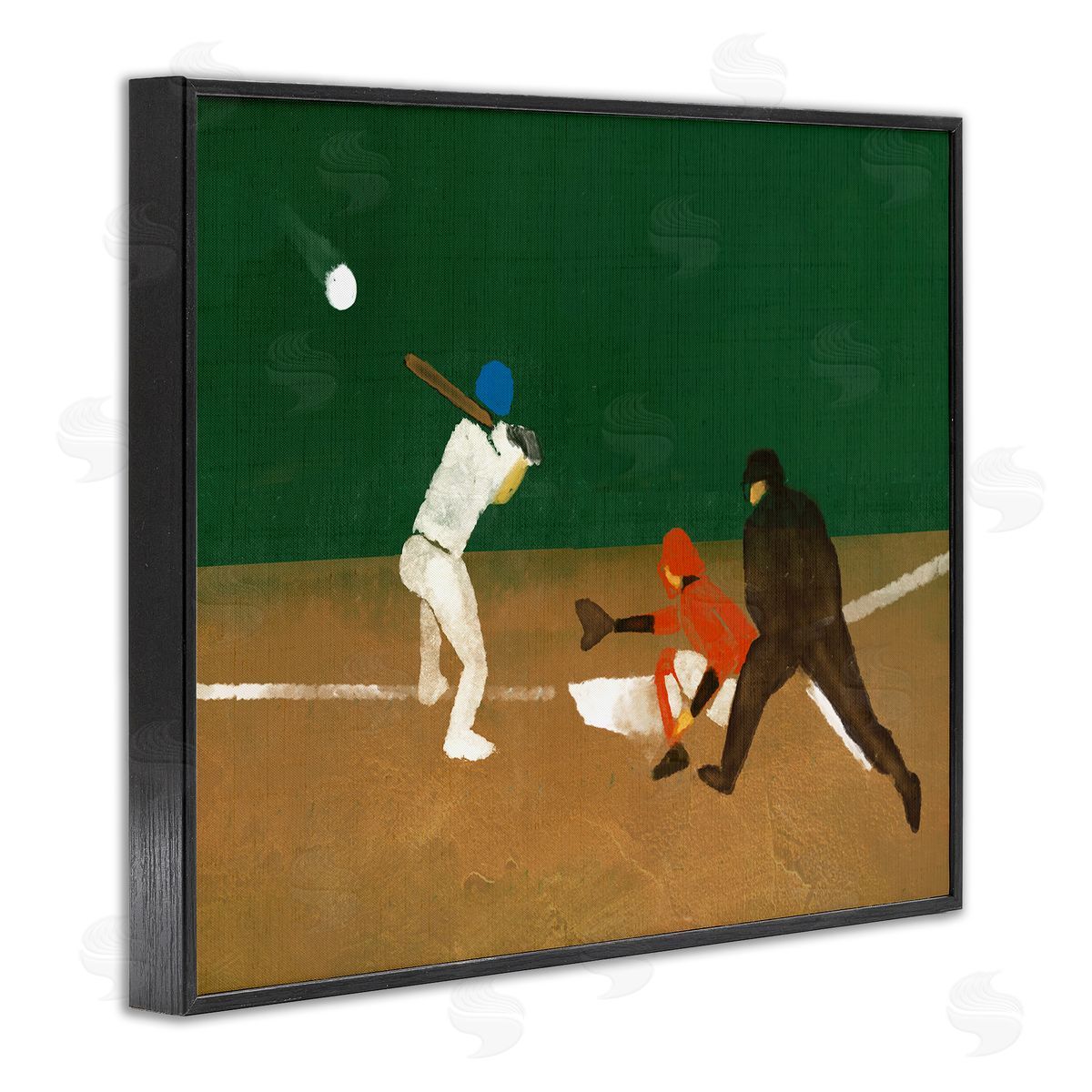 Stupell Studio Batting Baseball Players Black Framed Giclee Wall Art Print