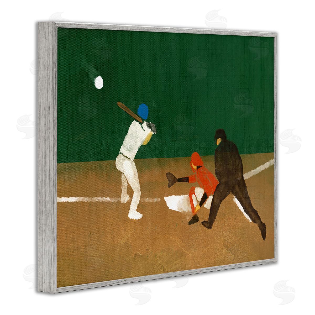 Stupell Studio Batting Baseball Players Gray Framed Giclee Wall Art Print