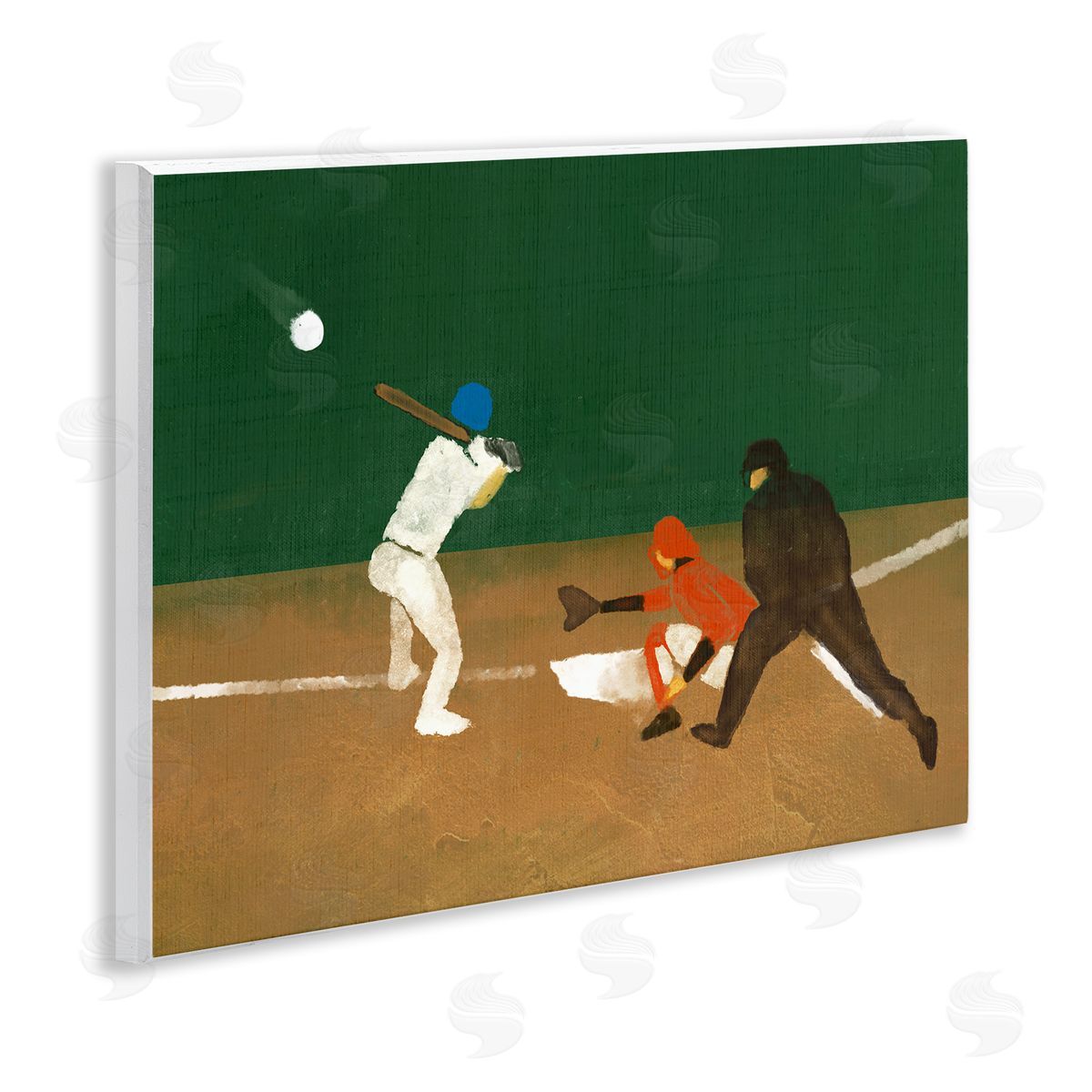 Stupell Studio Batting Baseball Players Wooden Wall Plaque Art Print