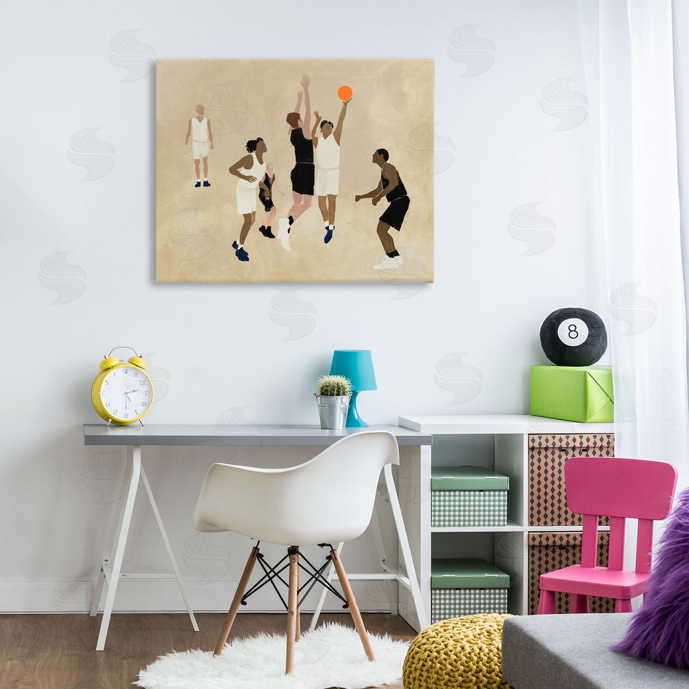 Stupell Studio Athletes Playing Basketball Canvas Wall Art Print in Room