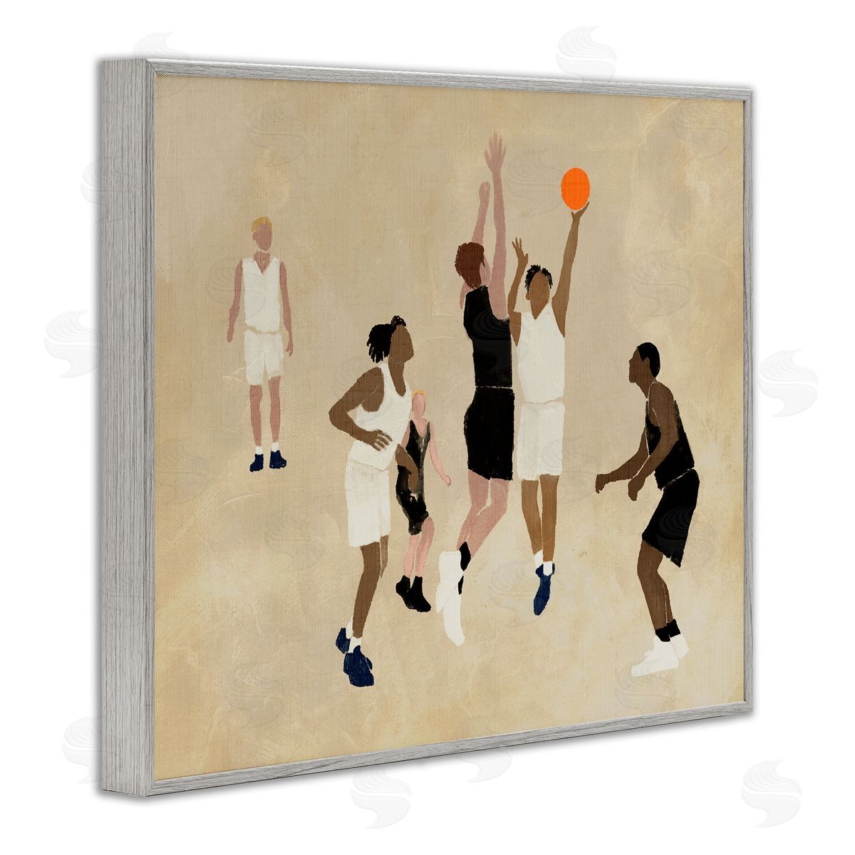 Stupell Studio Athletes Playing Basketball Gray Framed Giclee Wall Art Print