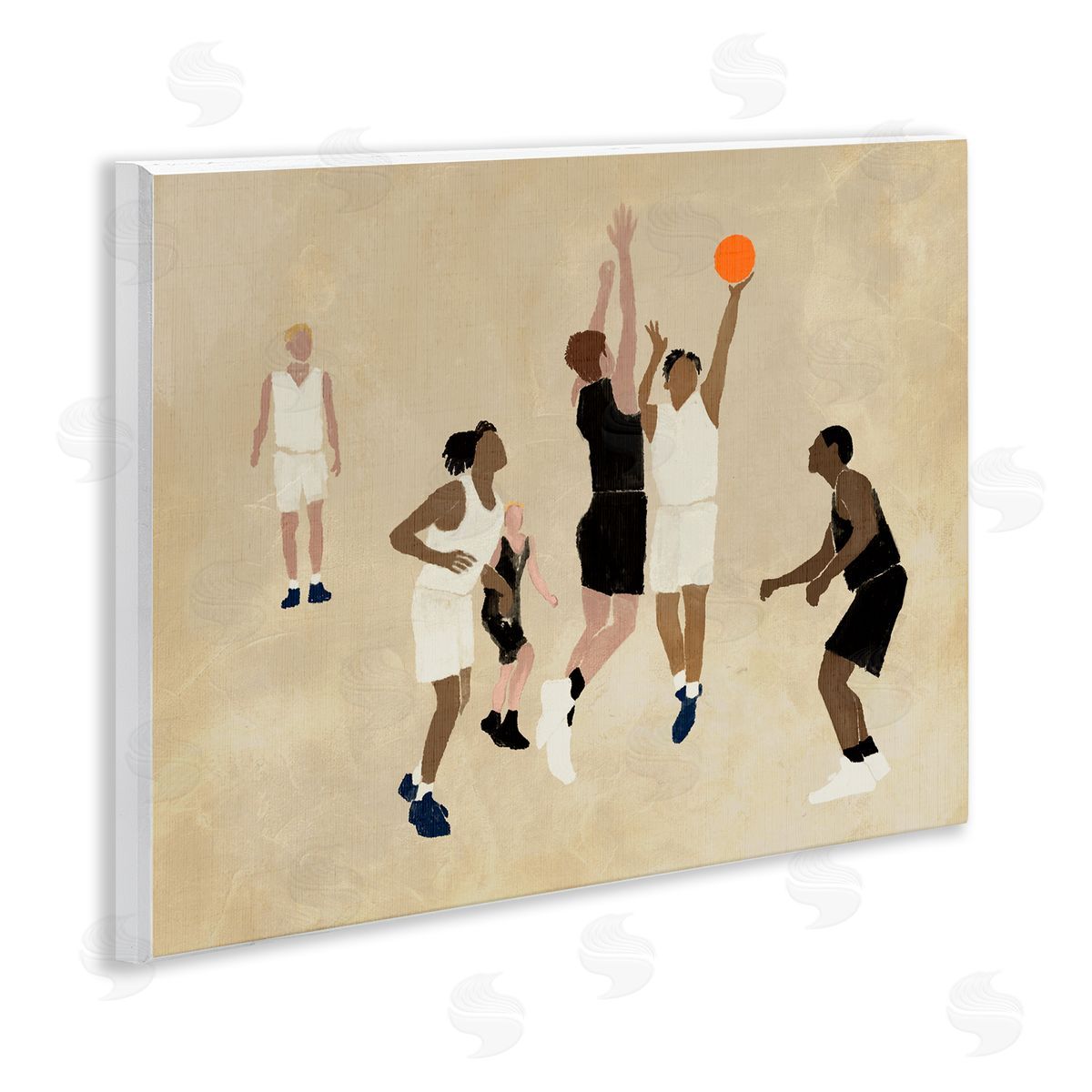 Stupell Studio Athletes Playing Basketball Wooden Wall Plaque Art Print