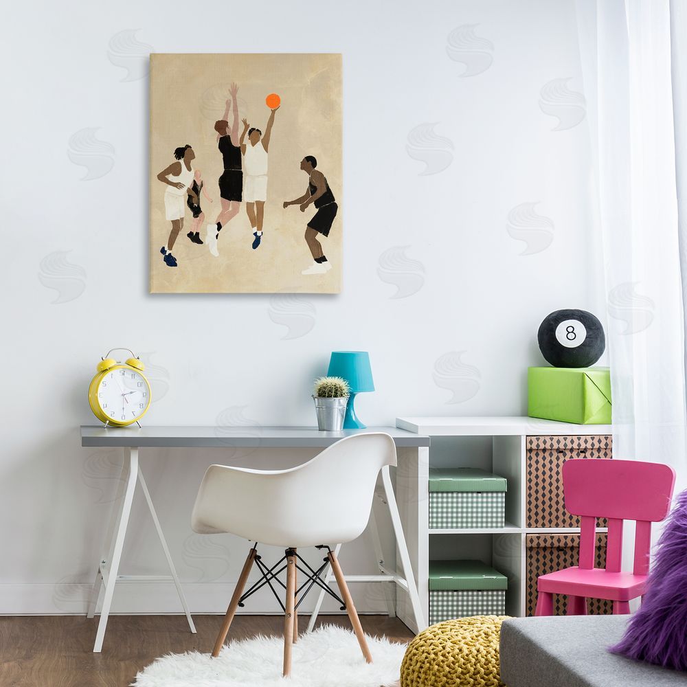 Stupell Studio Players with Basketball Canvas Wall Art Print in Room