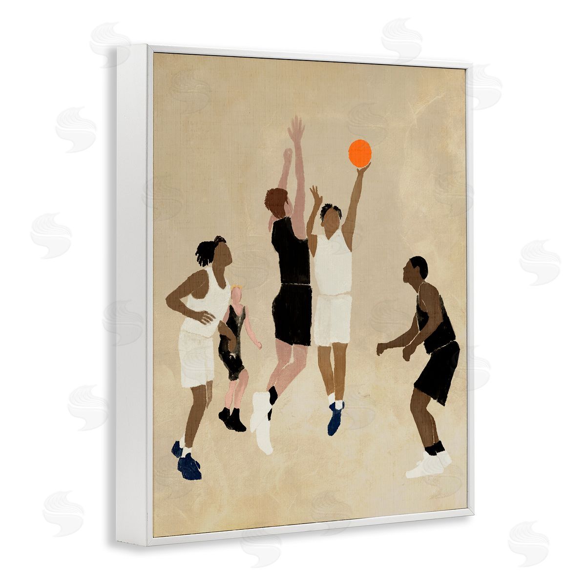 Stupell Studio Players with Basketball White Framed Giclee Wall Art Print