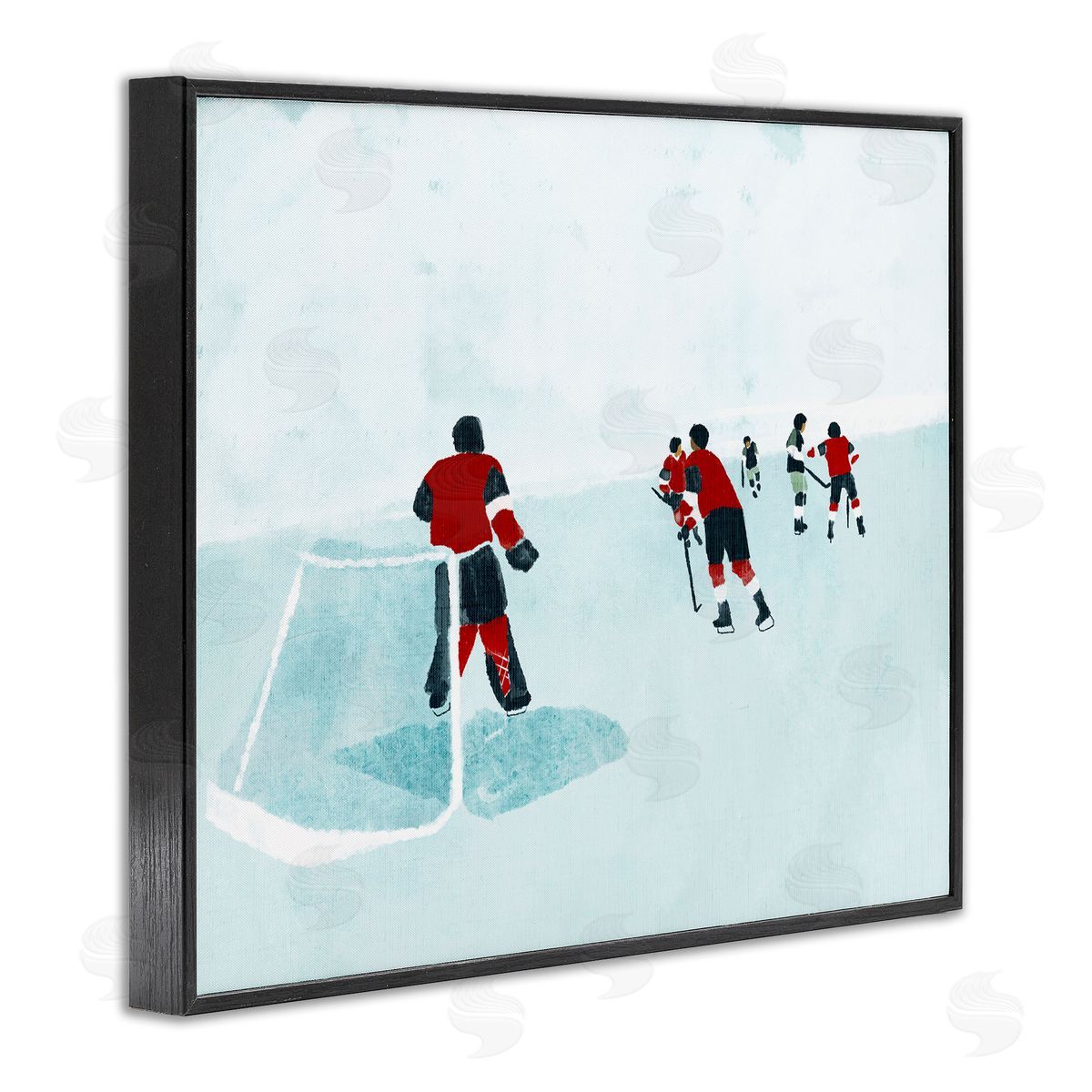 Stupell Studio Hockey Players on Ice Black Framed Giclee Wall Art Print