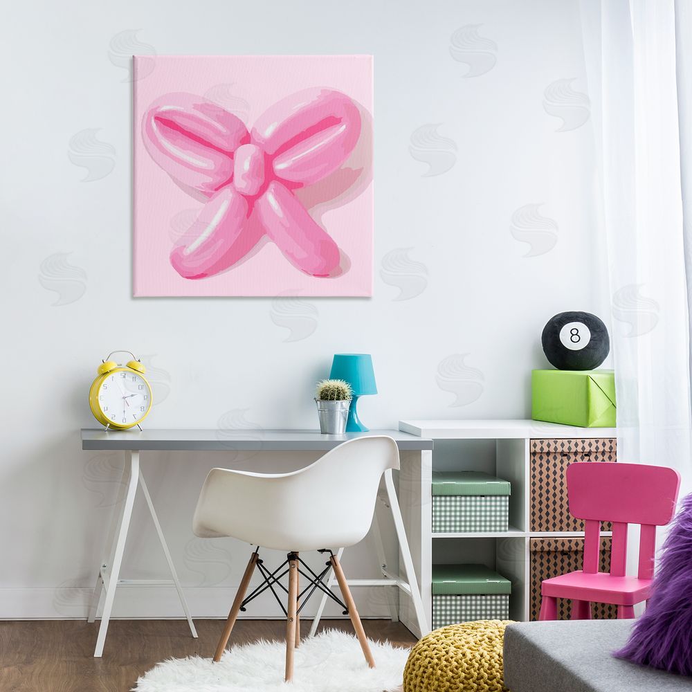 Stupell Studio Pink Balloon Bow Canvas Wall Art Print in Room