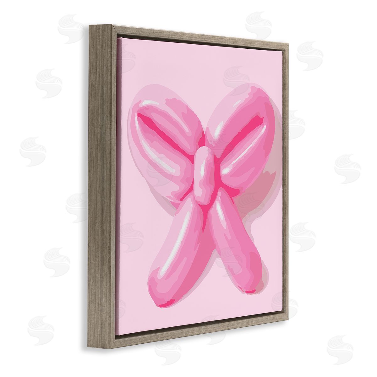 Stupell Studio Pink Balloon Bow Brown Floating Frame Canvas Wall Art Print
