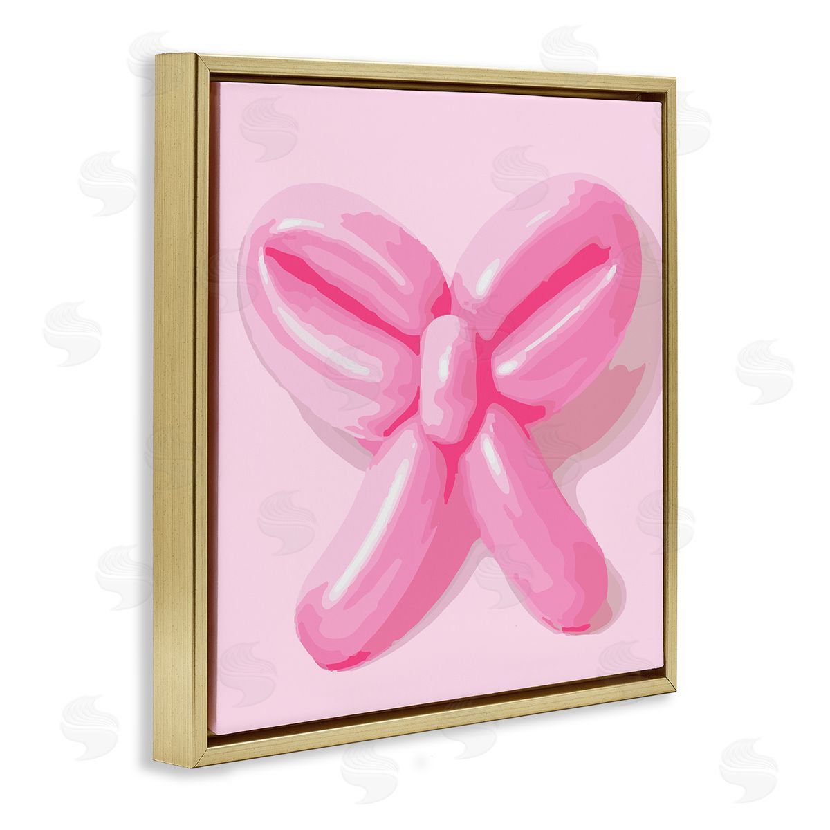 Stupell Studio Pink Balloon Bow Gold Floating Frame Canvas Wall Art Print