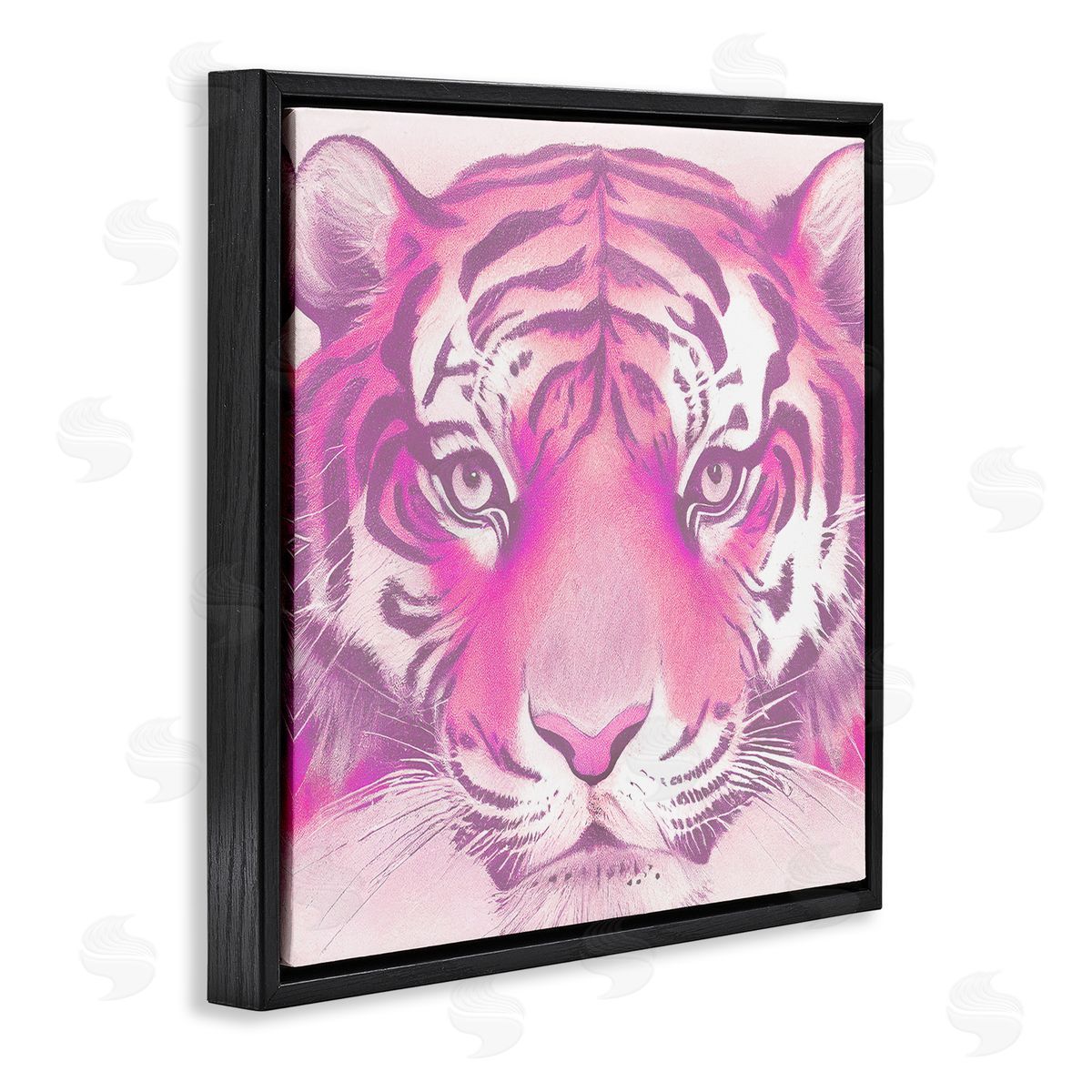 Stupell Studio Pink Tiger Face Black Floating Frame Canvas Wall Art Print