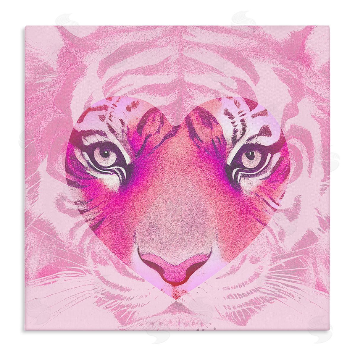 Stupell Studio Pink Heart Tiger Face Canvas Wall Art Print
