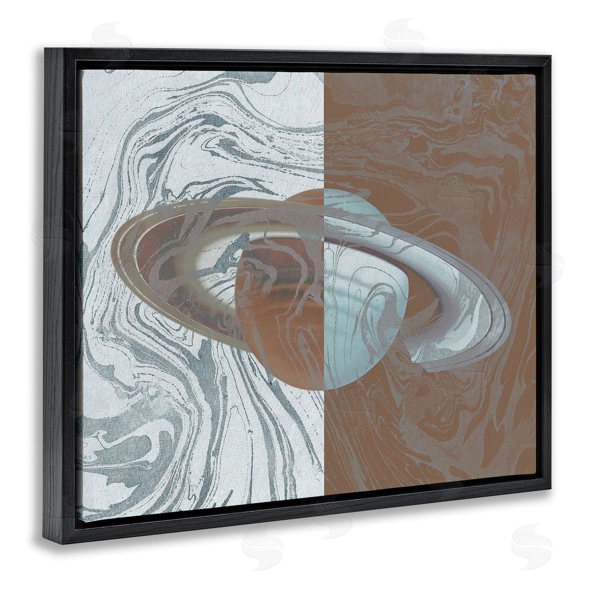 Stupell Studio Abstract Marbled Planet Black Floating Frame Canvas Wall Art Print