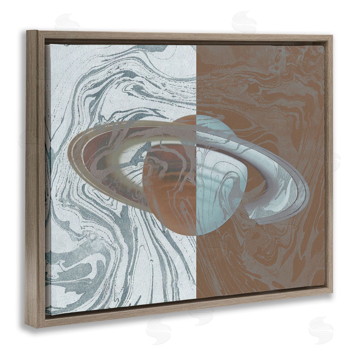 Stupell Studio Abstract Marbled Planet Brown Floating Frame Canvas Wall Art Print