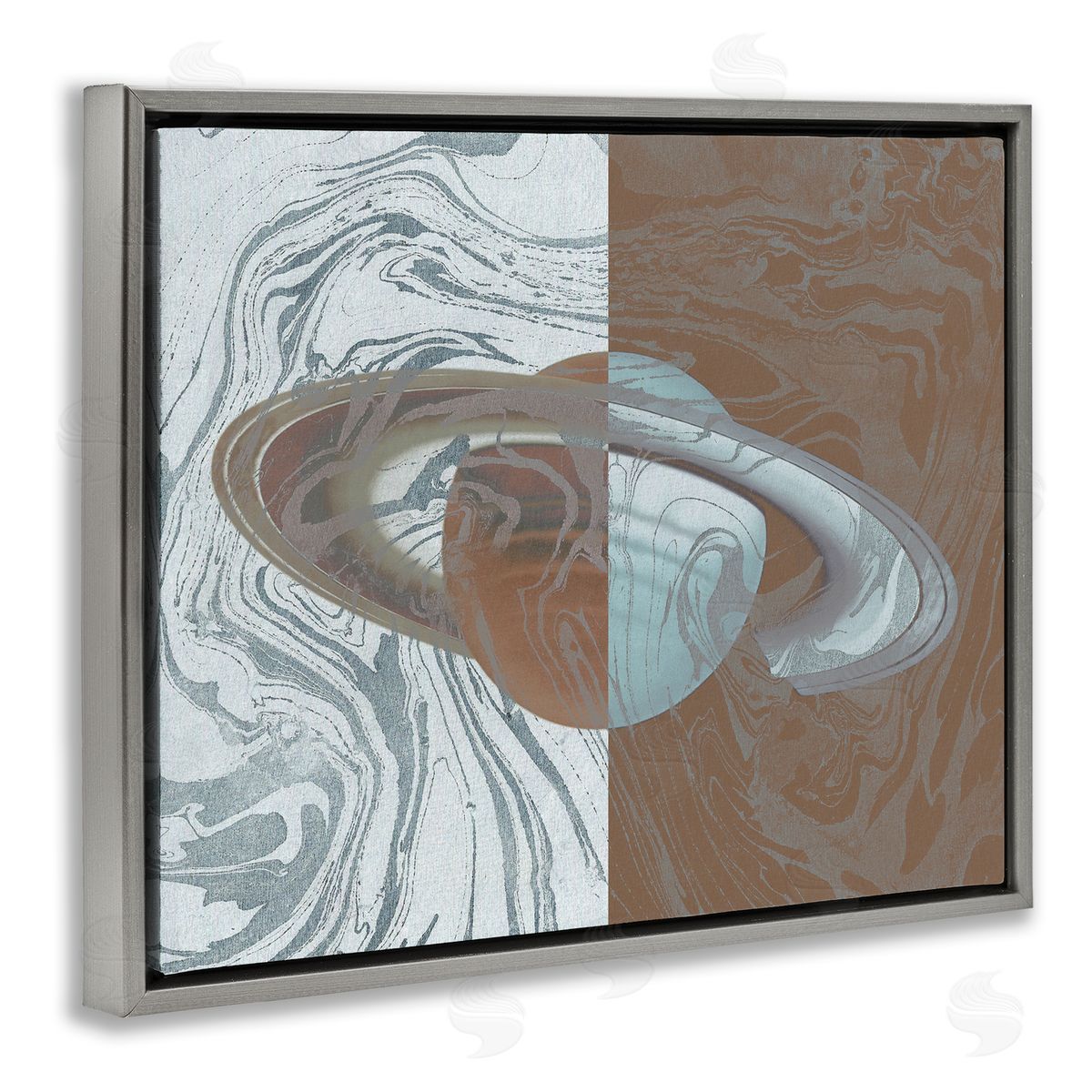 Stupell Studio Abstract Marbled Planet Gray Floating Frame Canvas Wall Art Print
